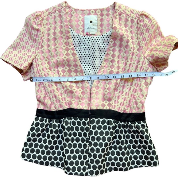 Anthropologie Elevenses Sprinkling of Pink Jacket Size 4 Boho Cottage Retro - Picture 6 of 8